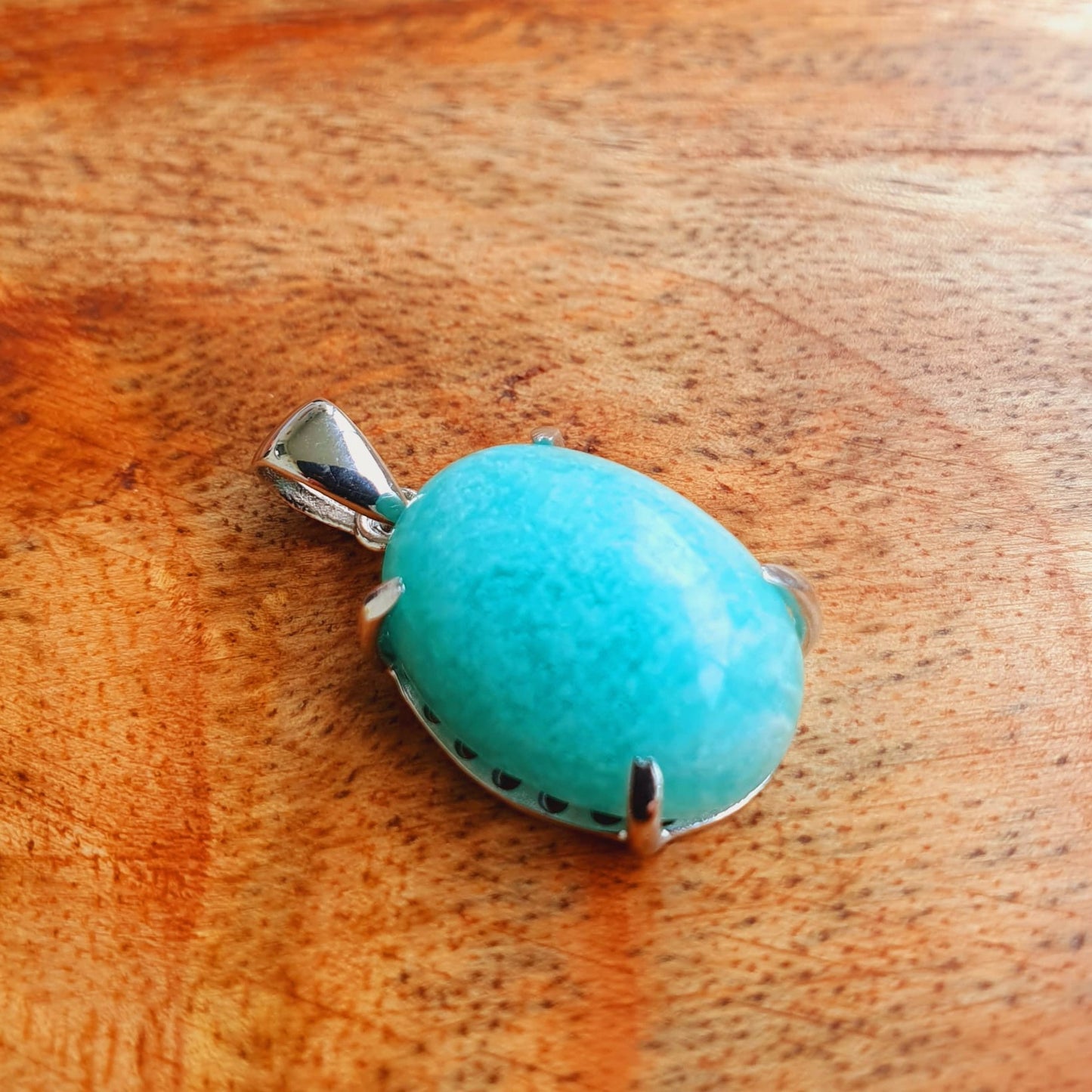 Kette aus Edelstahl mit Amazonit Anhänger (Oval)