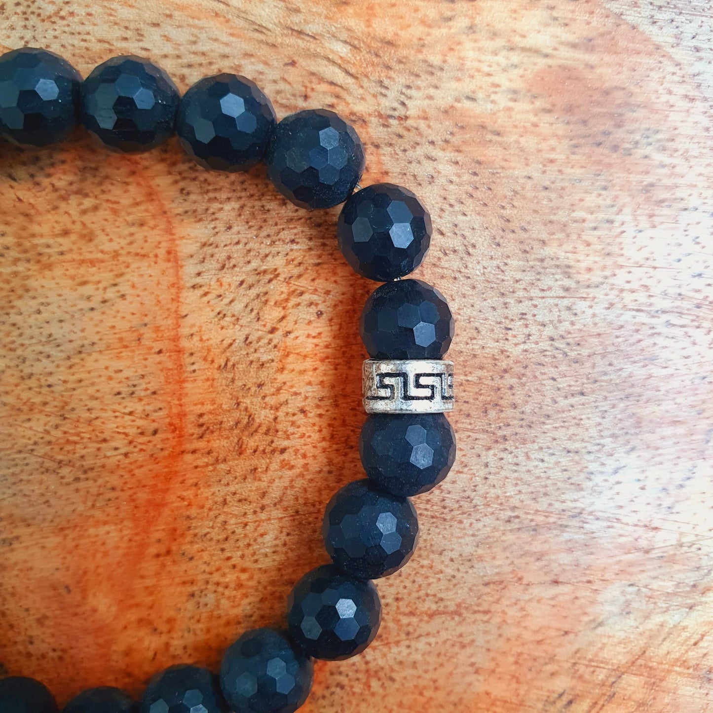 Onyx Armband mit Silberdetail