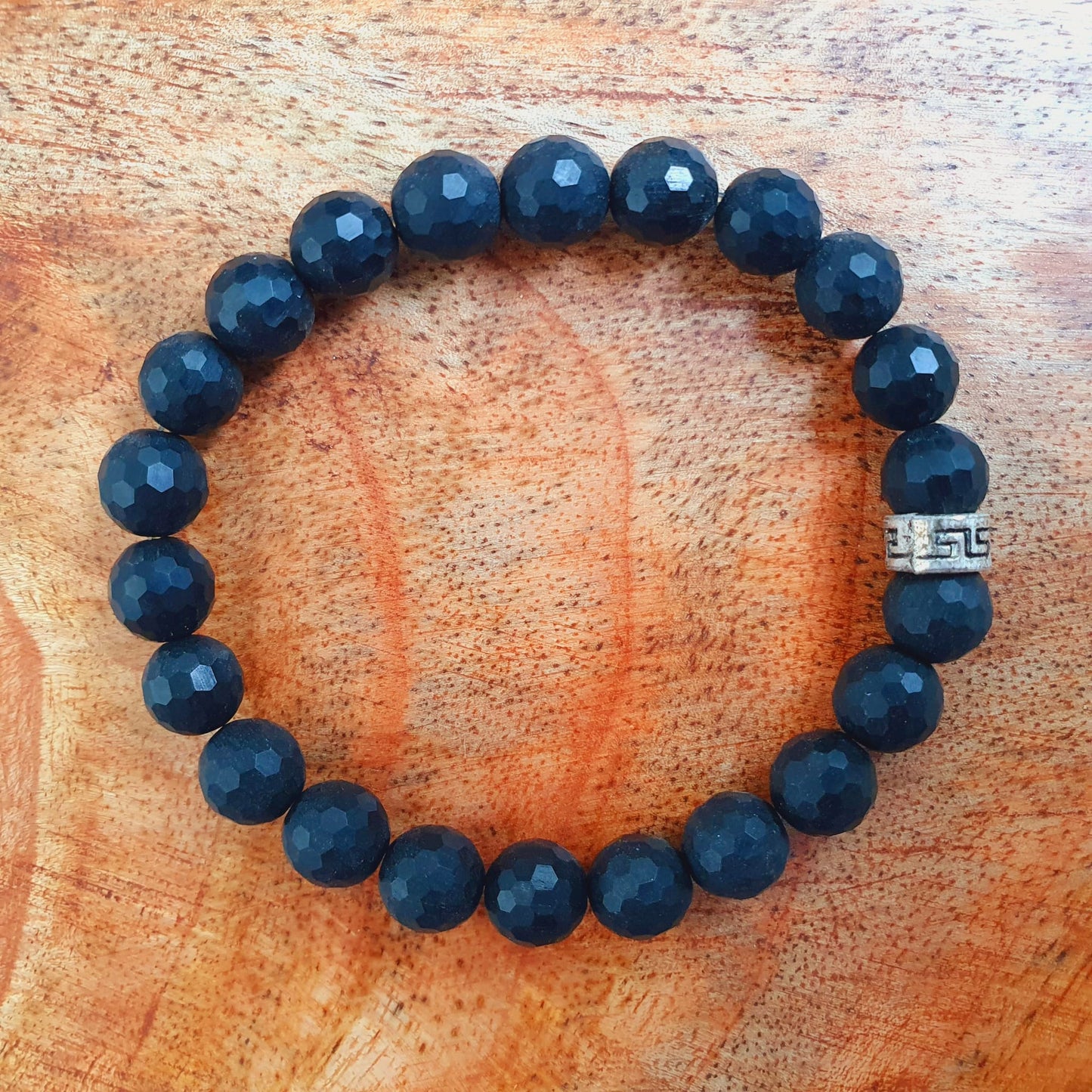 Onyx Armband mit Silberdetail