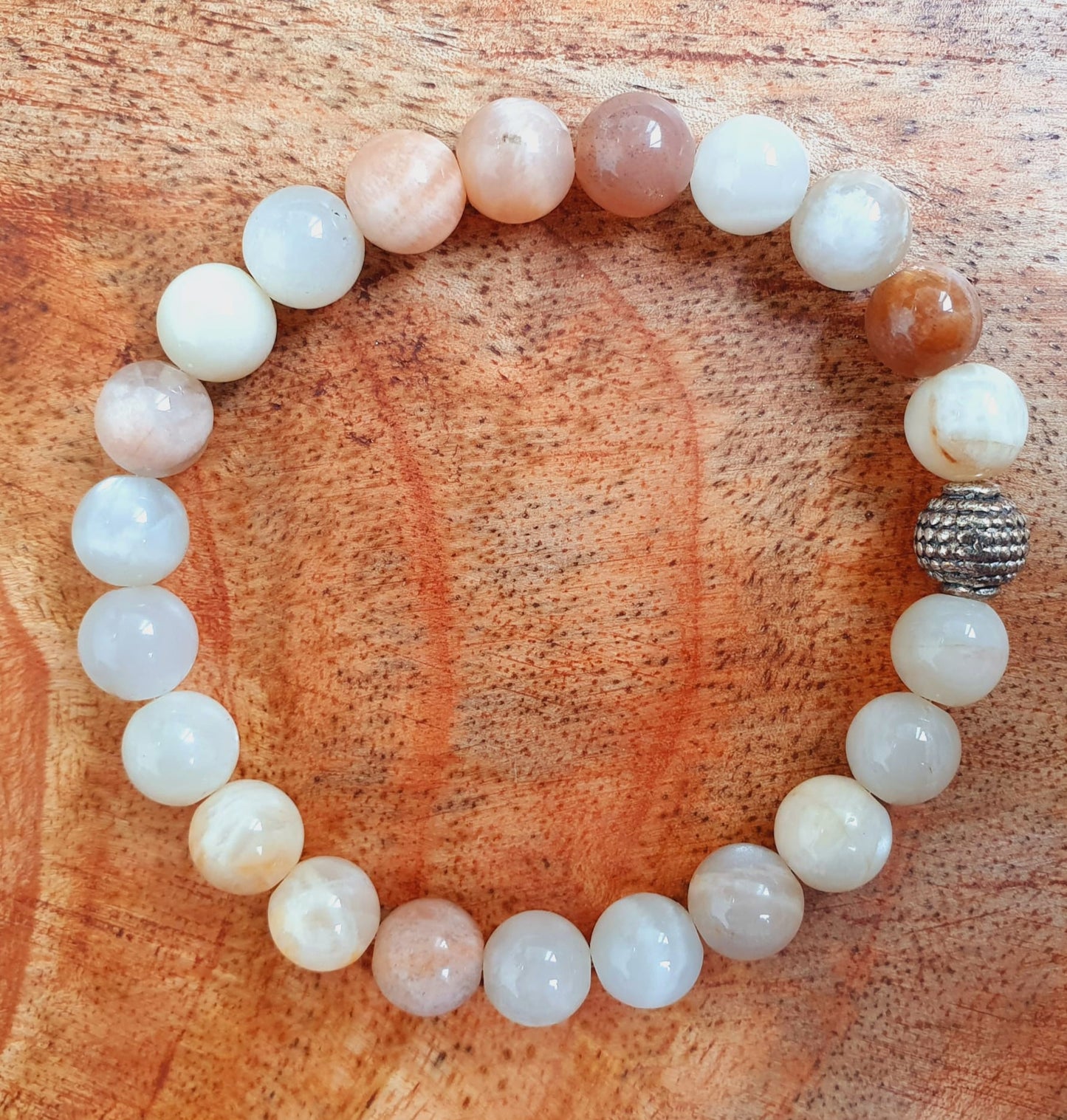 Mondstein Armband mit Silberdetail