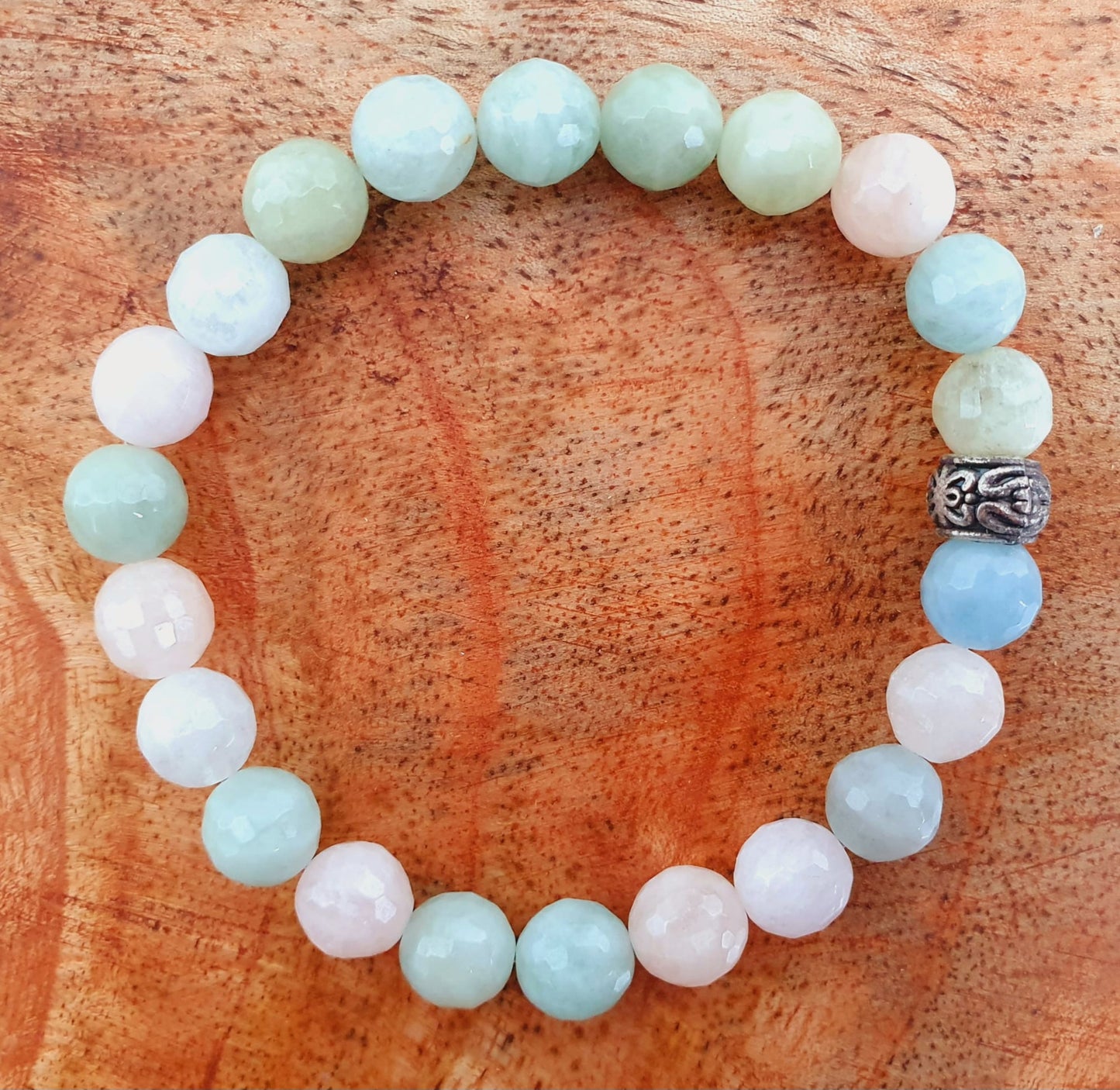 Aquamarin - Heliodor- Morganit Armband mit Silberdetail