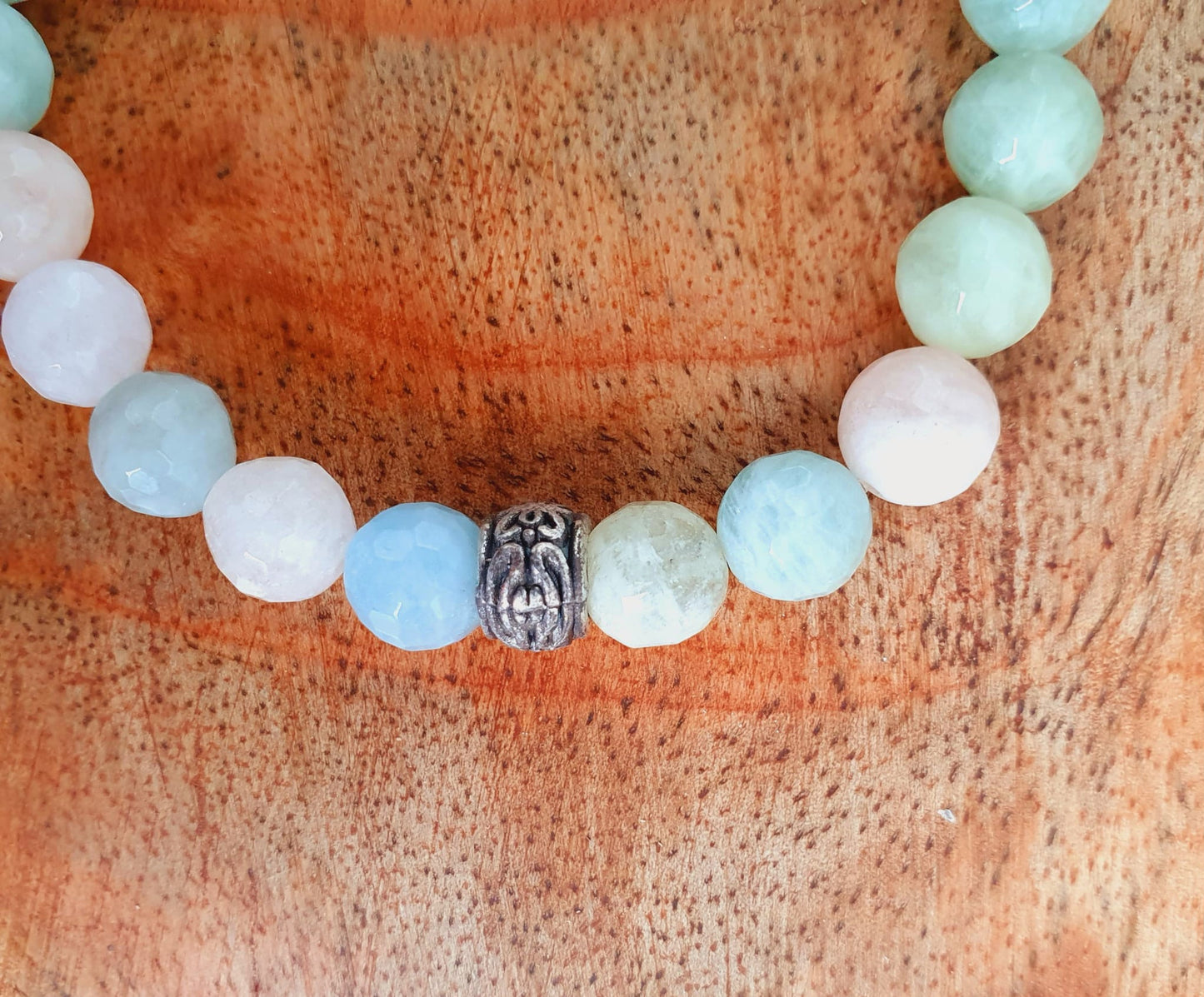 Aquamarin - Heliodor- Morganit Armband mit Silberdetail