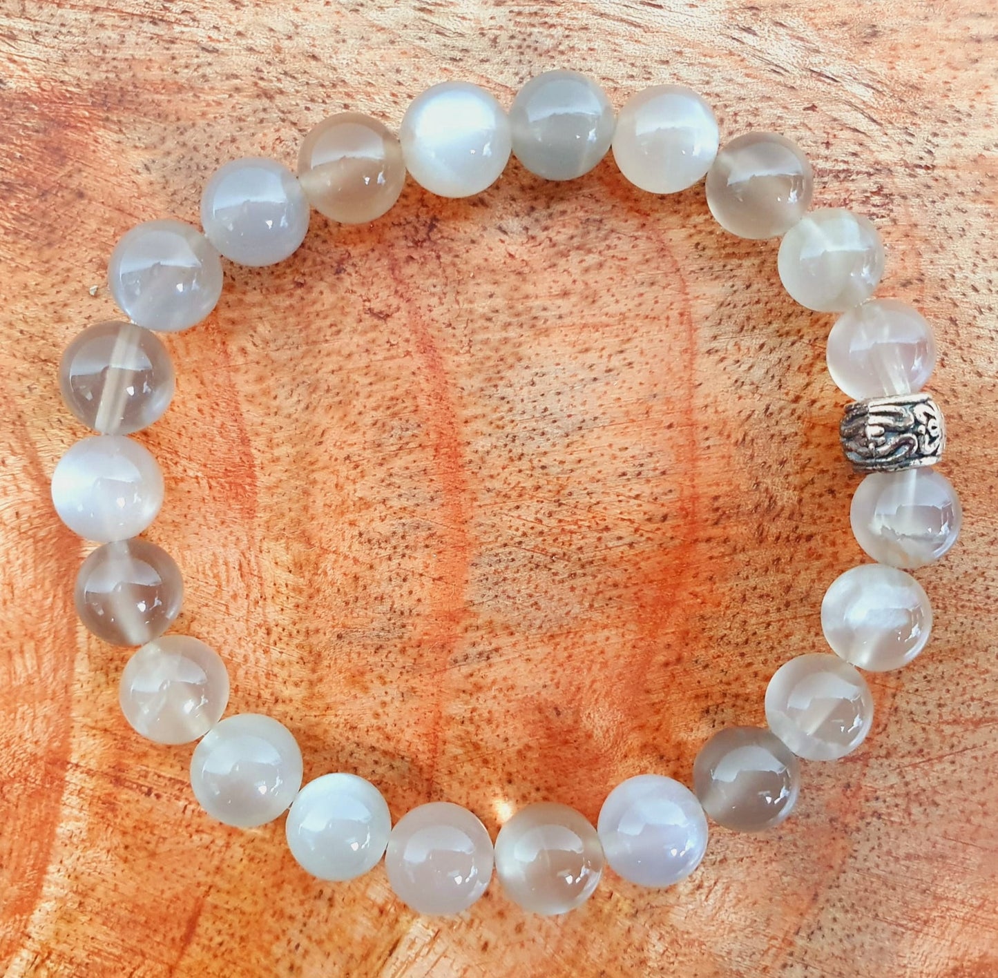 Mondstein Armband mit Silberdetail