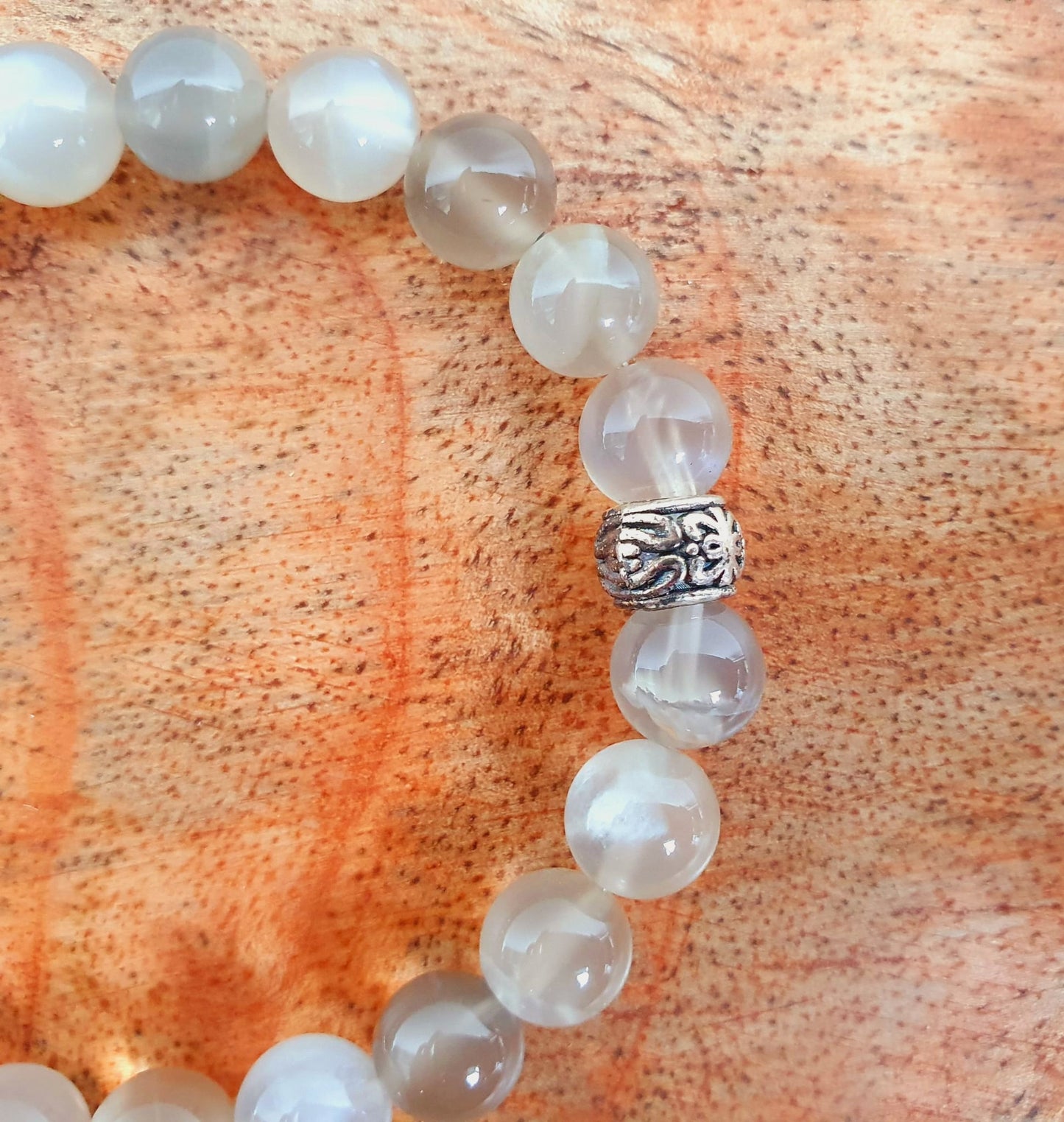 Mondstein Armband mit Silberdetail