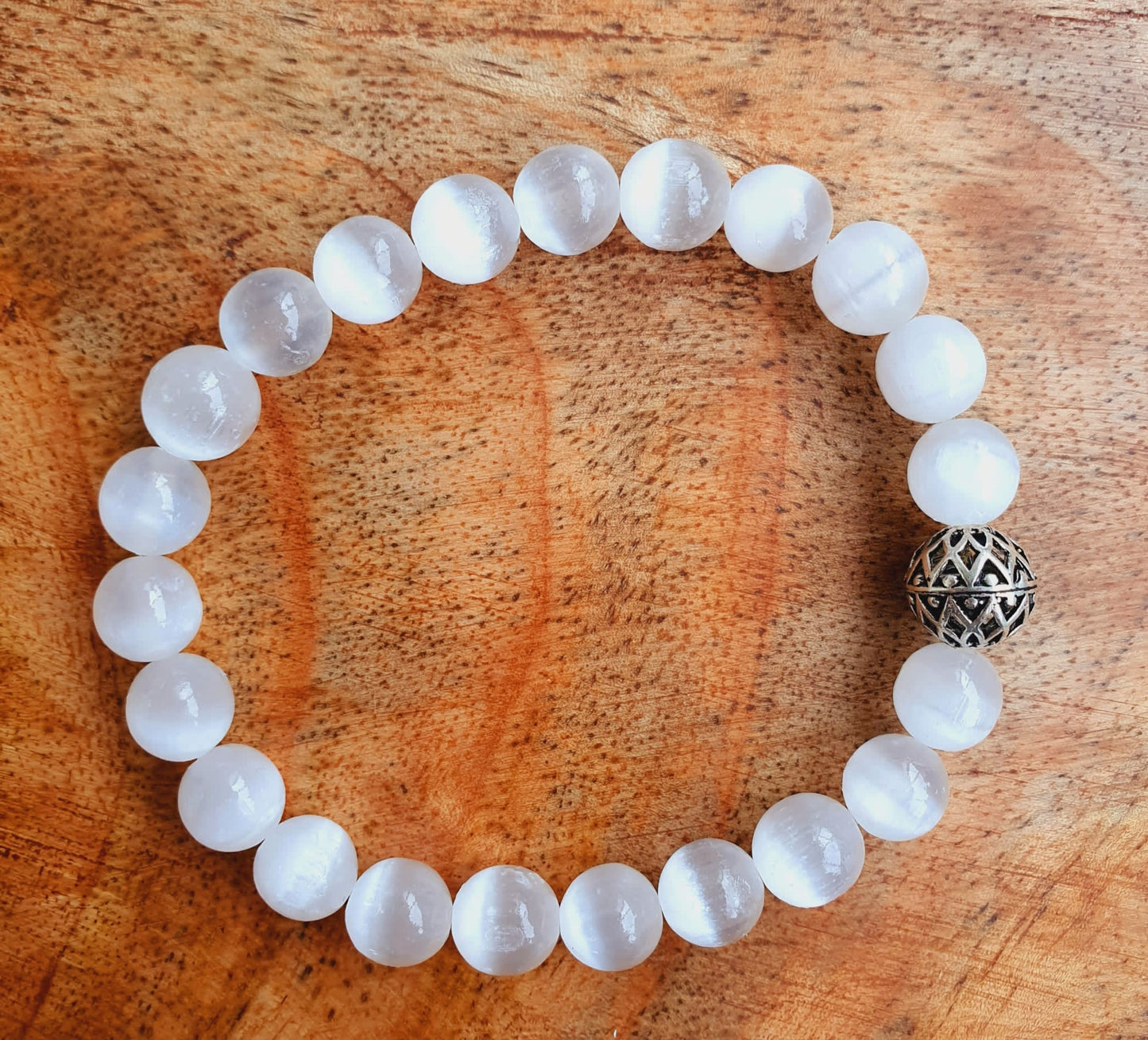 Selenit Armband mit Silberdetail (925 Silber)