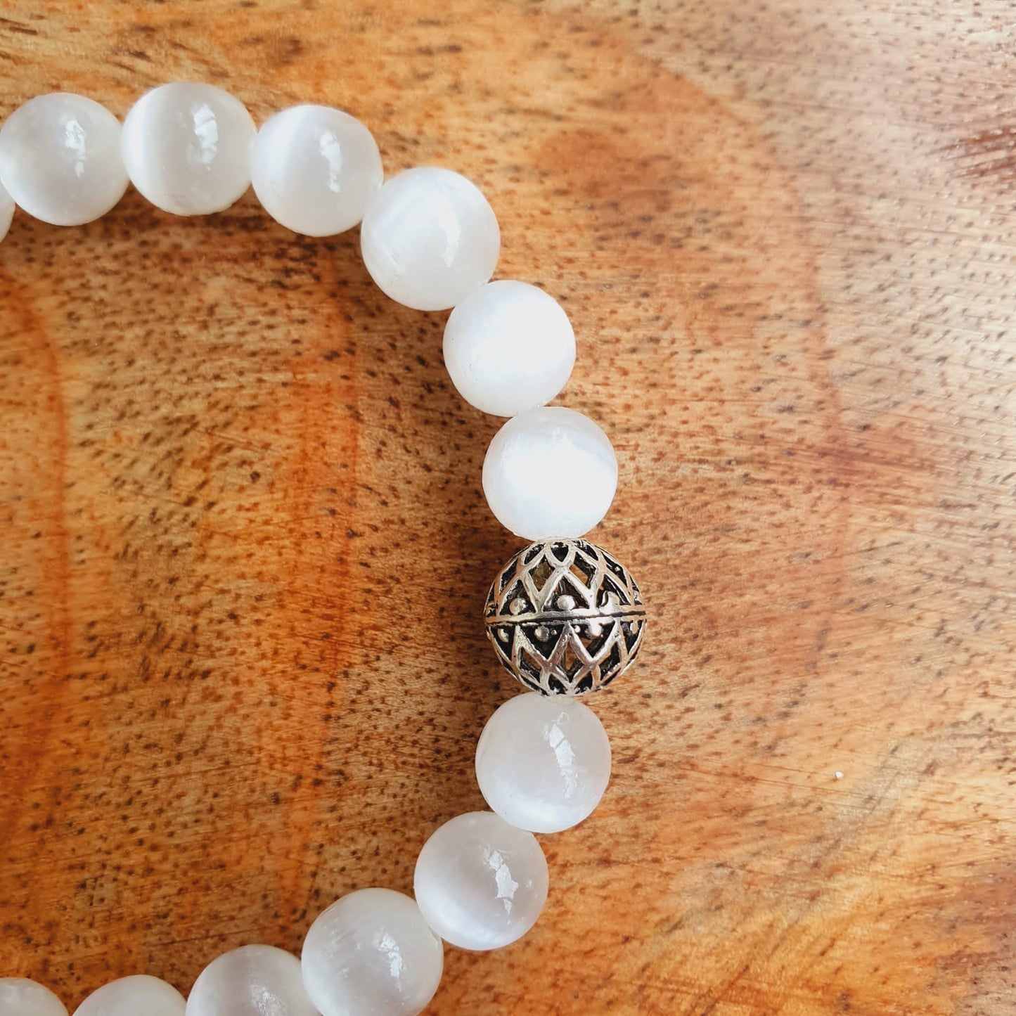 Selenit Armband mit Silberdetail (925 Silber)