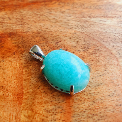 Kette aus Edelstahl mit Amazonit Anhänger (Oval)