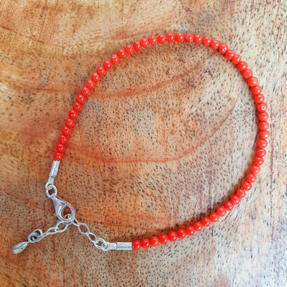 Korallen Armband mit 925 Silberverschluss