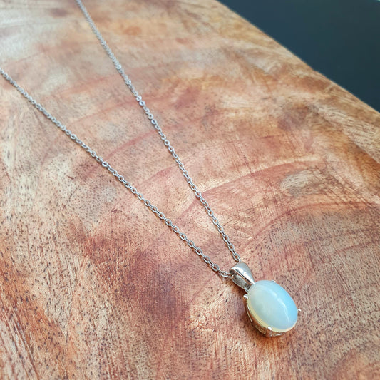 Kette aus Edelstahl mit Rutilquarz Anhänger